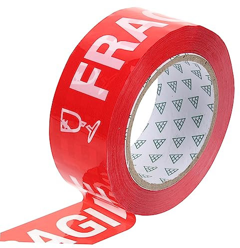 STOBOK Zerbrechliches Klebeband Selbstklebendes Warnband Für Versand 100m Rot Mit Weißem Aufdruck Verschleißfest Sicherer Transport Zerbrechlicher Güter
