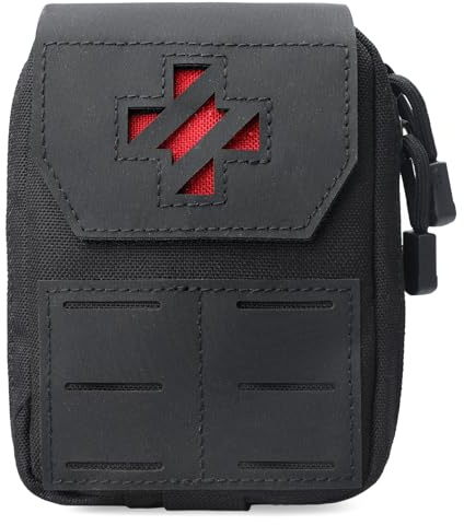 WYNEX Molle IFAK - Bolsa de primeros auxilios, bolsa táctica para trauma médico, bolsa de cinturón MED EMT, pequeña bolsa de supervivencia portátil de emergencia con cruz de identificación inmediata