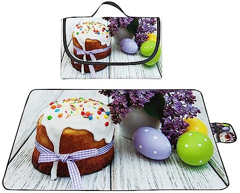 Picknickdecke 200x300cm,XXL Picknickdecke mit Wasserdichter Unterseite,Outdoor Stranddecke Sandfrei,mit Tragegriff Faltbare Picnic Blanket für Camping,Strand,Park,Familie,Konzerte Torte Blumen