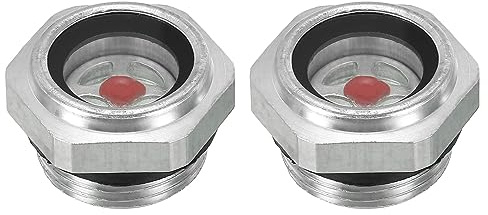 PATIKIL Aria Compressore Olio Mirino Vetro, 2pz M22*1,5 Maschio Filettatura Alluminio Lega Olio Liquido Livello Indicatore Aria Compressore Parti con O-ring
