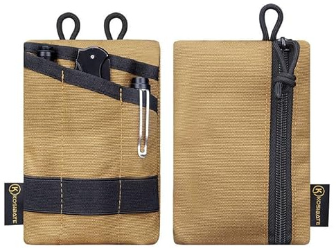 Topyond EDC Pouch, Pocket Organizer Pouch for Men, Compact Tool Pouches, Small Tool Bag Handmade Slim Organizer(Khaki)
