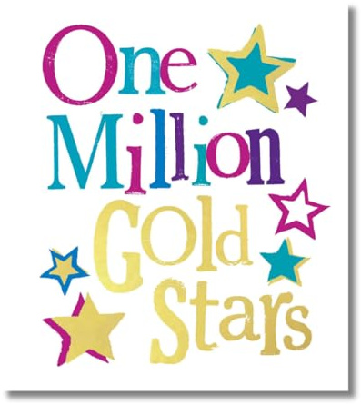 Danilo Promotions LTD Brightside Glückwunschkarte, One Million Gold Stars Karte Well Done, 180 x 160 mm, mehrfarbig