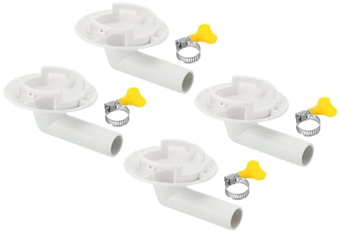 PATIKIL 42mm Air Conditioner Drain Hose Connector, 4 Pcs Universal Drain Connector with Clamp Hoop for Mini-Split Window AC Unit Faucet, White Style 1
