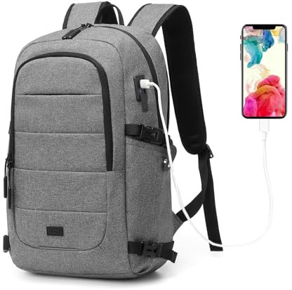 KONO Zaino Uomo per PC Portatile 15.6 Pollici Antifurto da viaggio, Zaino Porta PC con Caricatore USB Impermeabile, Computer Notebook Borse per Viaggio Ufficio Scuola