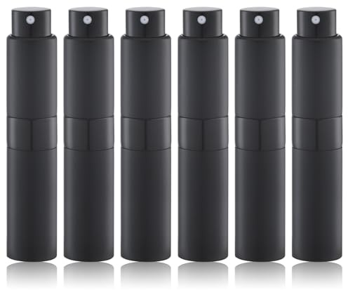 Lulupack Travel Perfume Bottle Refillable - Cologne Spray Atomizer Mini - Small Travel Size Empty Sprayer for Refill Sample Container - Portable Fragrance Decant Dispenser for Women Men 5ml 6PCS Black