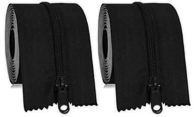 MAYOKEN® Pack of 2 Self Adhesive Dust Door Zippers, 220 cm x 7.6 cm, Black, Waterproof and Rustproof Zip for Plastic Dust Barriers, Greenhouses and Construction Projects