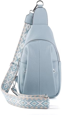 JEKAVA Kleine Umhängetasche Damen Crossbody Bag Breiter Gurt Sling Bag Leder Bauchtasche Stylische Brusttasche Damen Anti Diebstahl für Reisen, Sport, Arbeit (Blau)