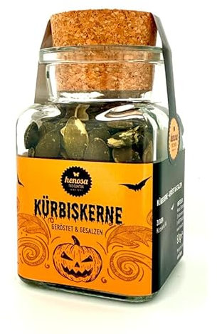 Halloween Kürbiskerne im Korkenglas