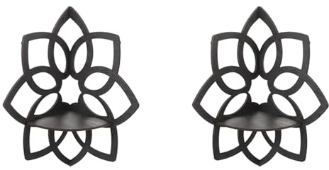 Fegtrtyoa 2X Lotus-Eckregale, Wand-Eckregale mit Holzblumen, Schwebende Regale, Kristall-Ausstellungsregal, Boho-Wand-Eckregale