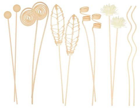 FortuneGlobe Set di 12 bastoncini di aroma in rattan naturale, diffusori di profumo d'atmosfera a lunga durata, per casa, ufficio, spa |,25,4 cm (colore primario)