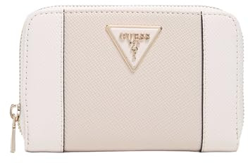 Guess Laurel Ii Medium Geldbörse mit umlaufendem Reißverschluss für Damen, Cremefarben/Taupe, Einheitsgröße