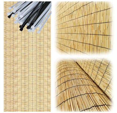 Zaun, 1,5 m x 5 m, für den Außenbereich, Garten, Sichtschutzwand, Balkon, Windschutz, Hinterhof, Trennung, natürlicher Bambus, Canisse für Innenhöfe und Terrassen