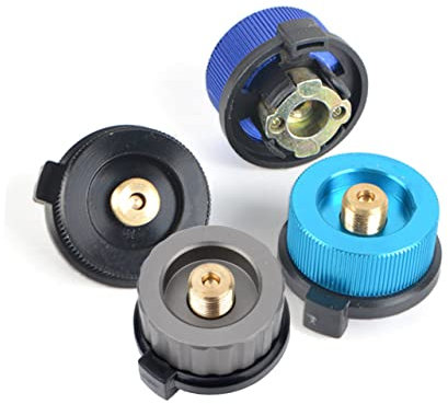 JUMPLAWN Split Type Stove Connector Head Gas Bottle Adaptor for Camping Bbq Easy to Install Blue Color Compatible Standard Gas Canisters
