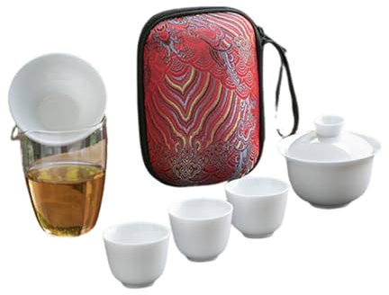 XYUERU Juego de té de Porcelana con 3 Tazas, Juego de té portátil de Kung Fu, Juego de té Hecho a Mano, Tetera de cerámica, Juego de té Chino, Herramienta for té.