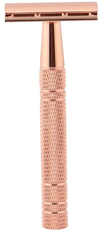 COMPUKAS Rasoir Manuel Double Lame Traditionnel Coupe Choux Détachable avec Manche Antidérapant pour Barbe et Poils Corps Usage Maison et Voyage Finition Chromée
