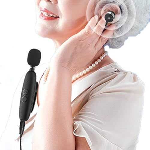 VBESTLIFE Aides Auditives pour les Seniors, écouteurs D'amplificateur Sonore avec Clip à Col, Bluetooth 5.0, Réduction du Bruit, Contrôle du Volume, Périphérique Sonore