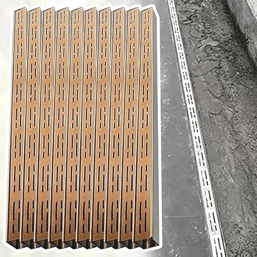 Narrow Drainage Channels Set of 10 for Balcony, Rainwater Management, Slim Shower Drain Grate for Concrete Gazebo (5cm x 3cm) - Efficient Water Flow Solution