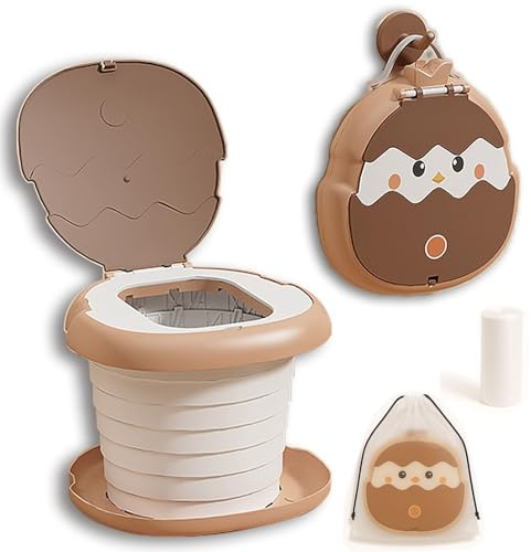 LIBRNTY Klapptoilette für Kinder - Mobile Toilette für Unterwegs Auto Leicht zu Verstauen - Potty Training Toilet mit 20 Einwegbeuteln Inklusive - Portable Potty für das Töpfchen Training