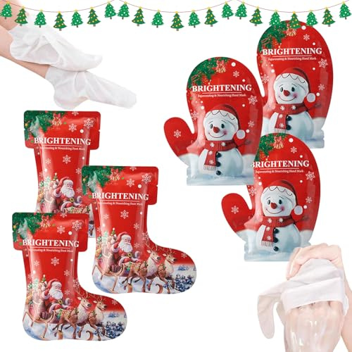 Fotmask och handmask julklappar, jul peeling handmasker och fotmask Mycket torra fötter, tar bort förhårdnader fotpeeling och handpeeling mask, anti-förhårdnadsstrumpor