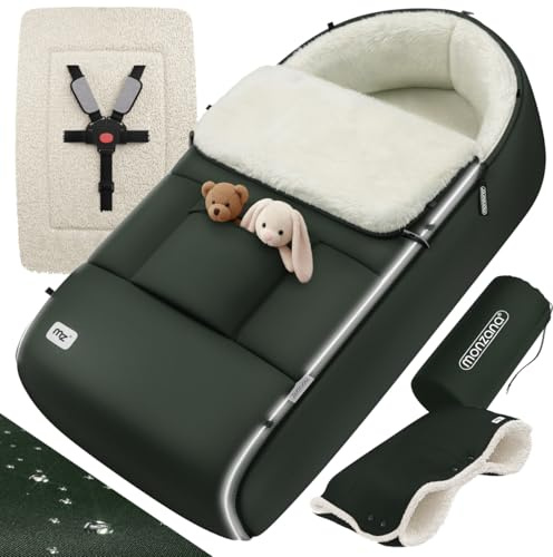 MONZANA Fußsack Kinderwagen Baby Winter | inkl. Handwärmer, 90cm, Pflegeleicht & Waschbar, Buggy, Winter, Babyschale, Kuscheliges Thermo Fleece, Reflektoren
