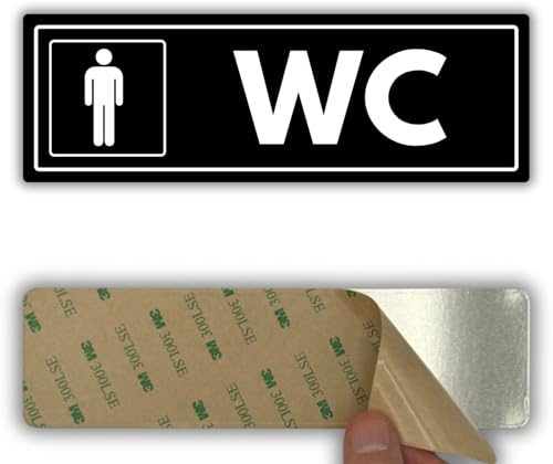 LEIASA | Señal Baño Hombre - 7,5 x 23 cm - Grosor 2 mm - Acrílico - Placa Adhesiva - Cartel Aseo Masculino - Signo WC Hombre - (Baño Hombre)