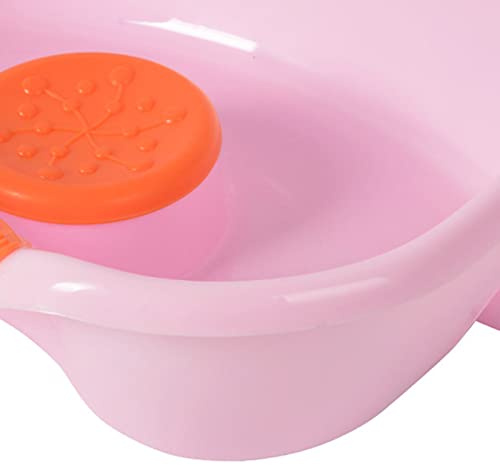 Brrnoo Bassin à Shampoing Portable, Bac à Cheveux Vidable Horizontal avec Coussinet Souple pour la Nuque et Tuyau Rétractable, pour Patients Alités et Femmes Enceintes (Rose)