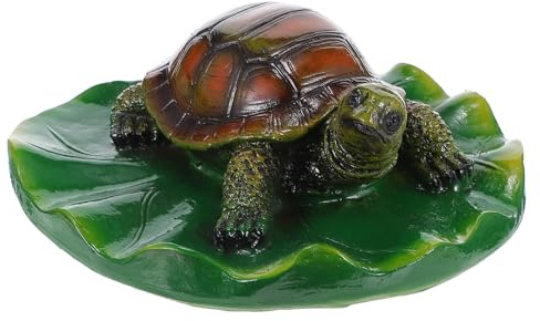 Veemoon Décoration Flottante pour Bassin – Tortue sur Feuille de Lotus en Résine Solide – Ornement Réaliste de Fontaine pour Jardin et Étang Extérieur – Accessoire Décoratif Aquatique