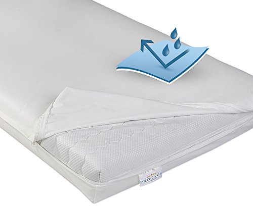 PROCAVE wasserdichter Matratzenbezug in weiß, atmungsaktiv und abwischbar 70x140 cm für Matratzen-Höhe 11 cm - Made in Germany