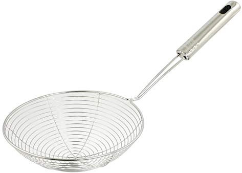 Strainer Skimmer Stainless Steel Spider Strainer Ladle for Pasta Spaghetti Noodles and Frying in Kitchen 12 Inches Bowl