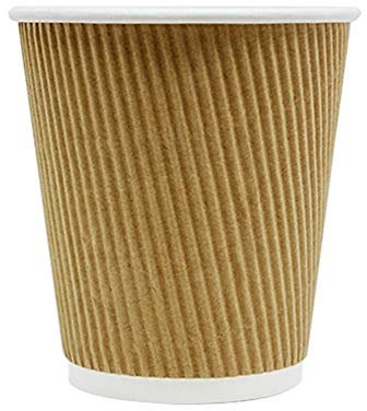 SilverStar 100 x 10oz Disposable Ripple Kraft Triple Walled Paper Brown Cups (for Tea, Coffee, Cappuccino Hot Drinks, Takeaway & More)