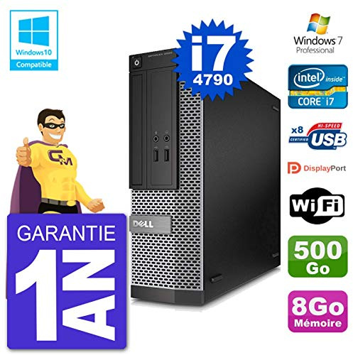 Dell PC 3020 SFF Intel i7-4790 RAM 8Go Disque 500Go Graveur DVD WiFi W7 (Reconditionné)