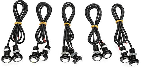 Walfront 10 Pezzi Eagle Eye Luci di Marcia Diurna a LED 10 W 18 mm Luce Bianca Eagle Eye DRL Fendinebbia Luci di Marcia Diurna per Moto e Auto