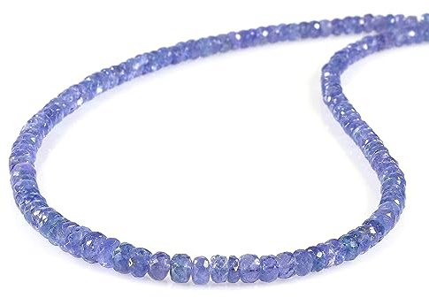 Collana di tanzanite naturale con lucchetto in argento sterling 925, gioielli di perle di tanzanite genuina sfaccettata, collana blu