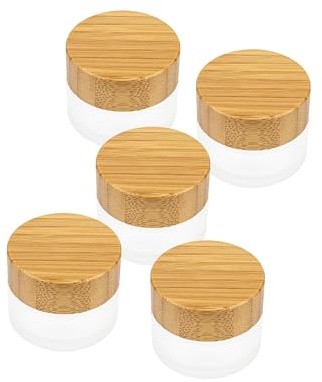 Wachsmann – leere Glastiegel mit Bambusdeckel (5 ml, 20 ml, 50 ml oder 100 ml) – auslaufsicher, dickes Milchglas – nachhaltige Kosmetikbehälter für DIY Kosmetik, Cremes & Salben
