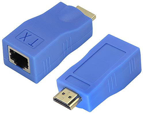 zdyCGTime Câble d'extension HDMI Via Un câble 6/6e,convertisseur HDMI mâle vers RJ45 Femelle 1080P Adaptateur Ethernet 4k,convertisseur cat5 vers hdmi,Postuler à HDTV,DVD,PS4,etc.(Bleu/2 Pièces)