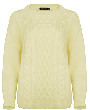 Generation Fashion Suéter de punto para mujer, cuello redondo, de manga larga, cálido, grueso, formal diario, casual, de punto, suéter, suéter, suéter, Primros, M-L