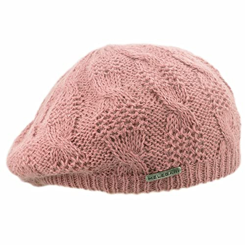 Cappelleria Melegari Gorro de punto, Vasco de Jersey, Lana Angora, Made in Italy, Mujer/Chica, Otoño/Invierno, Rosa oscuro., Talla única