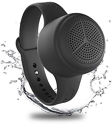 Momoho Multifunctional IPX7 Waterproof Bluetooth Speaker, Micro SD Support TWS Pairing Stereo Portable Speakers With Camera Remote Control For Smartphones, Small Pillow Speaker(With Watchband, Black)
