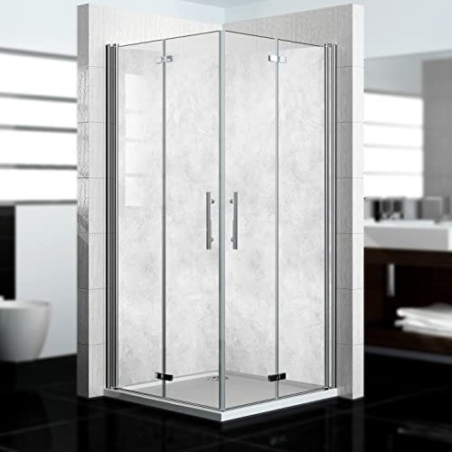 dedeco Eck-Duschrückwand wasserfest Motiv: Beton V6, 2 x 100x200 cm, als Badrückwand zum Fliesenersatz, als Dekorwand, Wandverkleidung und Duschplatte aus Aluminium - Made in Germany