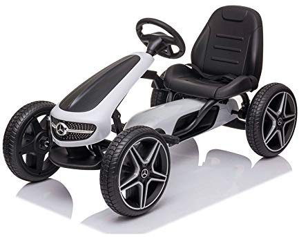 FINOOS Mercedes Pedal Go Kart Coche de Pedales para niños de 3 a 7 años Ruedas Goma eva (Blanco)