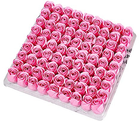 LICHENGTAI Lot de 81 savons roses, dans une boîte cadeau, pour la salle de bain, la fête des mères, un anniversaire, un mariage, la Saint-Valentin