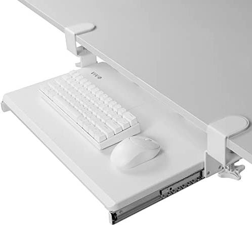 VIVO Piccolo vassoio per tastiera, estraibile sotto la scrivania, con sistema di montaggio a morsetto a C extra robusto, 20 (26 morsetti inclusi) x 11 pollici, cassetto estraibile per computer,