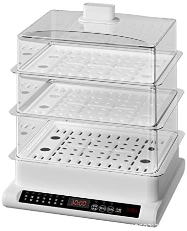 Vaporiera a 3 livelli, vaporiera elettrica, scatola vapore multifunzione, 7 modalità di cottura preimpostate, appuntamento intelligente 24 ore su 24, conservazione del calore di 12 ore, cestelli impil