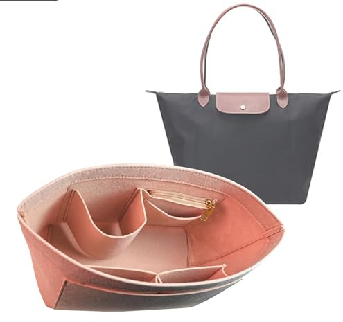 Lckaey Geldbörsen-Organizer-Einsatz für Longchamp Le Pliage Tasche, klein, mittel, groß, Rucksack, Filz-Organizer-Einsatz, Rose, M/9.45 * 5.3 * 7.5in