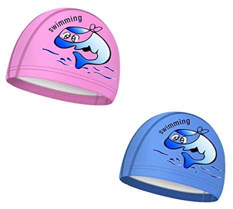 SJBAUTYO Bonnets de bain imperméables pour enfants,Bonnets de Bain Élastiques,Bonnet de Natation en Tissu Confortable,Bonnet de bain imperméable enduit PU, léger et confortable,pour Garçons Filles