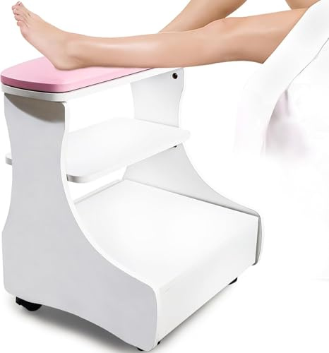 Kalolary pedicure fotstöd, manikyrfot vila med hjul pu läder hem skönhet fotstöd pedikyr fotpall stall för enkel hemma salong användning (Rosa)