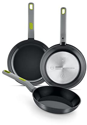 BRA Life Set 3 sartenes de 20, 24, 28 cm de aluminio fundido, apta para todo tipo de fuentes de calor