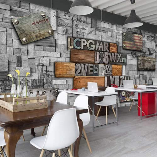 Papier Peint Panoramique Décoration De Bar Industriel Vintage Noir Et Blanc Papier Peint Intissé 3D Tapisserie Poster Decoration Murale Chambre Salon