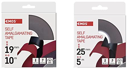 Emos 19/10 - Vulcanización 19 mm / 10 m, negro & 75036 - Auto-vulcanización 25mmx5m Cinta
