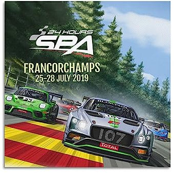 ALTUY Poster de course d'endurance 24 heures SPA-FRANCORCHAMPS 50 x 50 cm